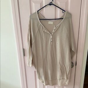 Free People like Beige Waffle Knit Top